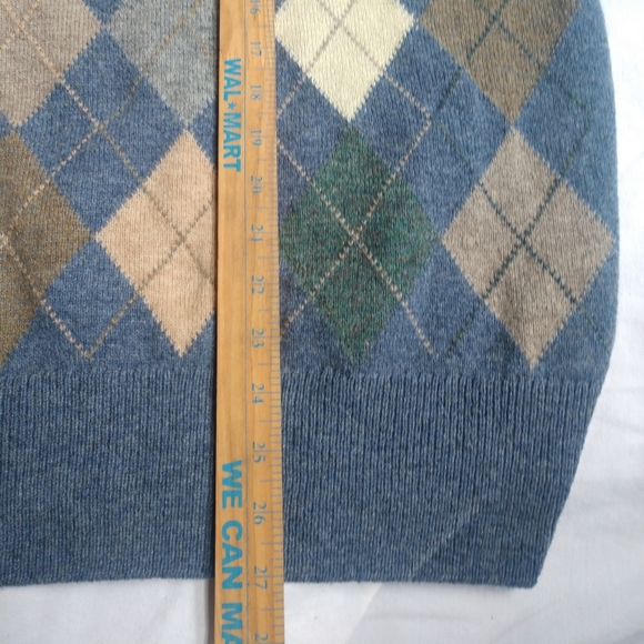 James Dalgliesh Vintage New Wool Argyle V Neck Sweater Made in England - Picture 5 of 5